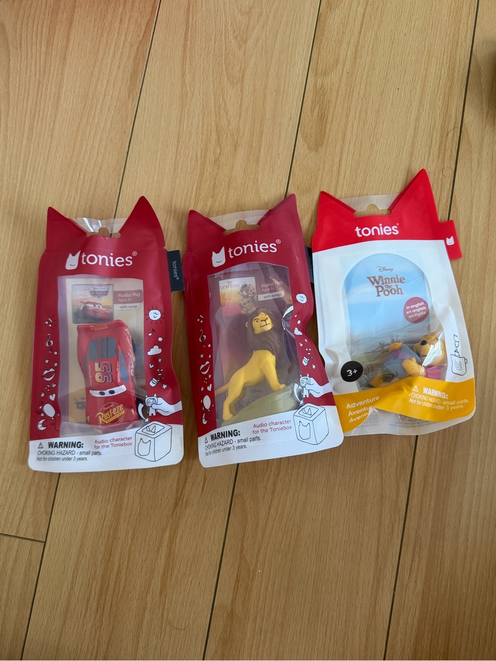 Tonies Red Character Figures Bundle — Lightning McQueen, Simba & Winnie the Pooh
